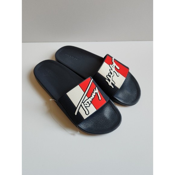 Tommy Hilfiger Tmerlay-C Slide Sandals Mens 10 Blue Red White Logo NEW main image 5